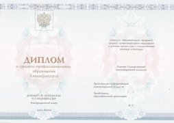 Диплом техникума с 2014 по 2025 годы